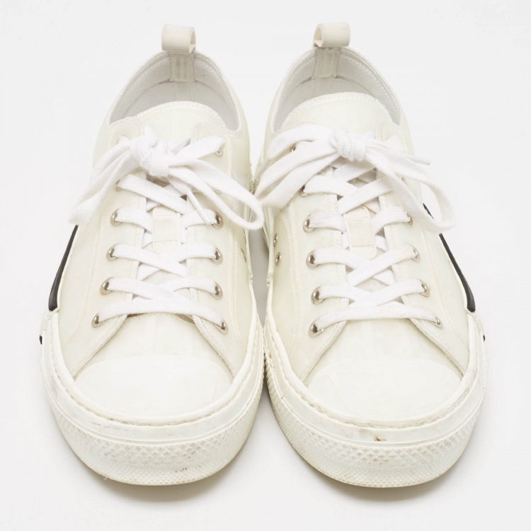 Pre Owned Dior White Oblique Mesh and Rubber B23 Sneakers Size 43