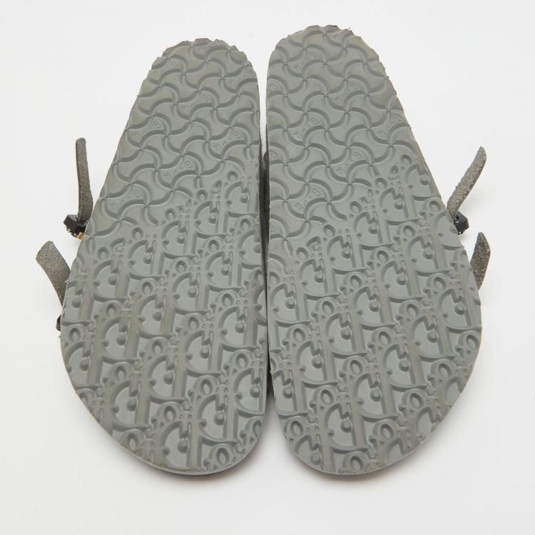 Pre Owned Dior X Birkenstock Grey Wool Slingback Sandals Size 41 