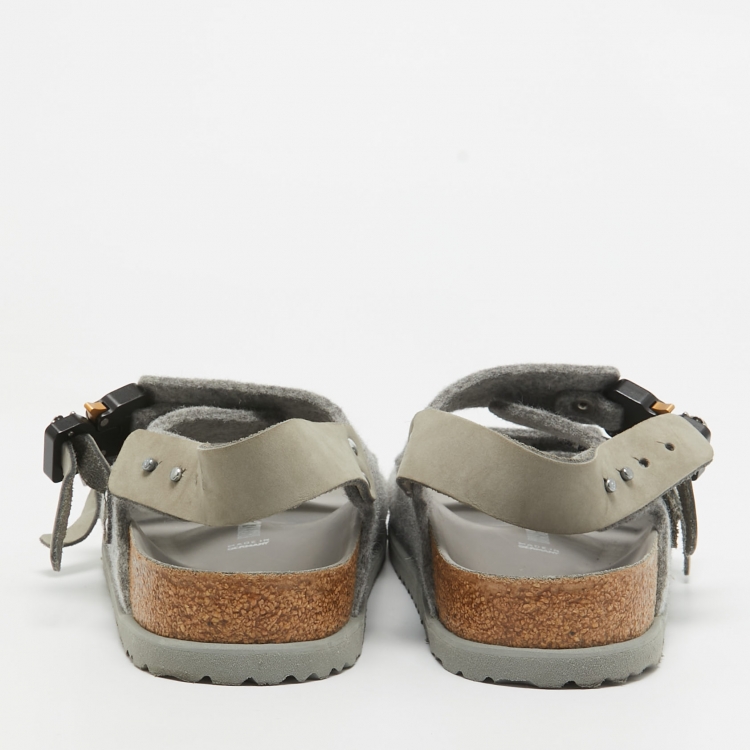Pre Owned Dior X Birkenstock Grey Wool Slingback Sandals Size 41 