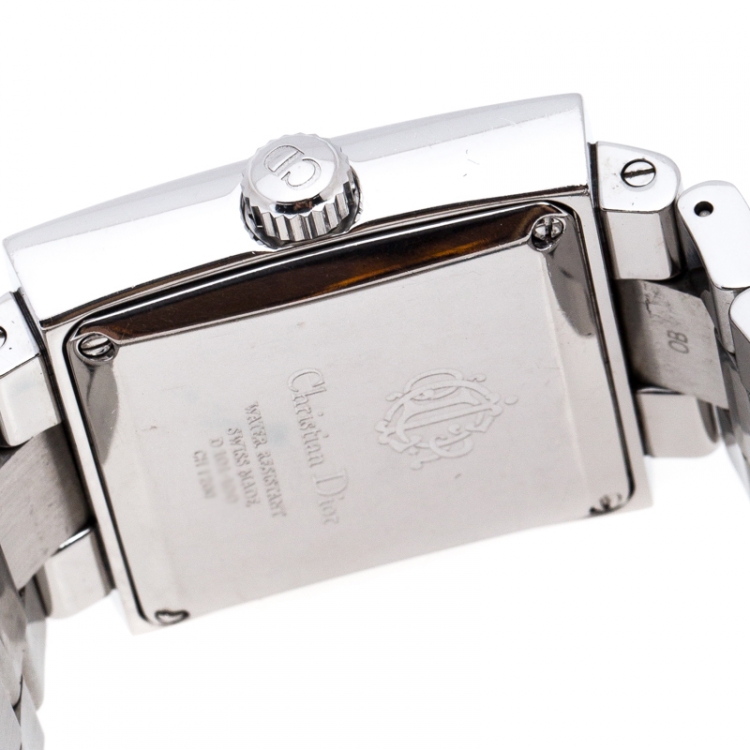 Pre Owned Christian Dior Black Stainless Steel Riva D101-100 Men's Wristwatch 31 mm 