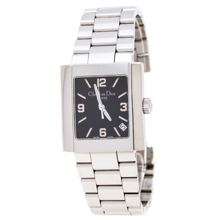 Christian Dior Black Stainless Steel Riva D101-100 Men's Wristwatch 31 ...