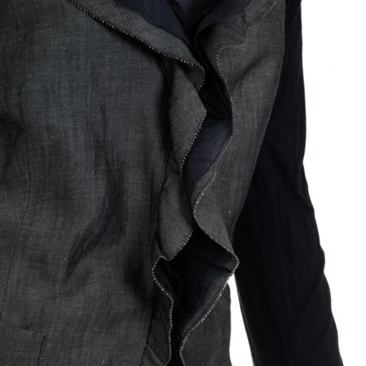 Pre Owned DKNY Wool and Linen Two- Ruffle Light Jacket