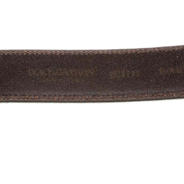 Pre Owned Dolce and Gabbana Taupe Suede Leather D&G Buckle Belt 105cm