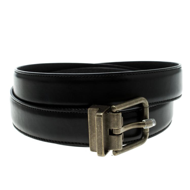 Pre Owned Dolce and Gabbana Black Leather Belt 115cm