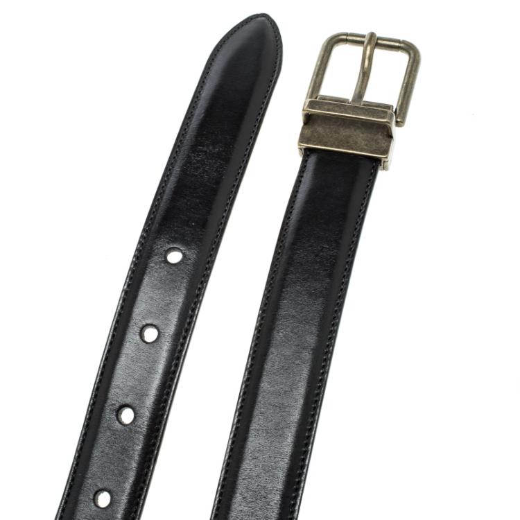 Pre Owned Dolce and Gabbana Black Leather Belt 115cm