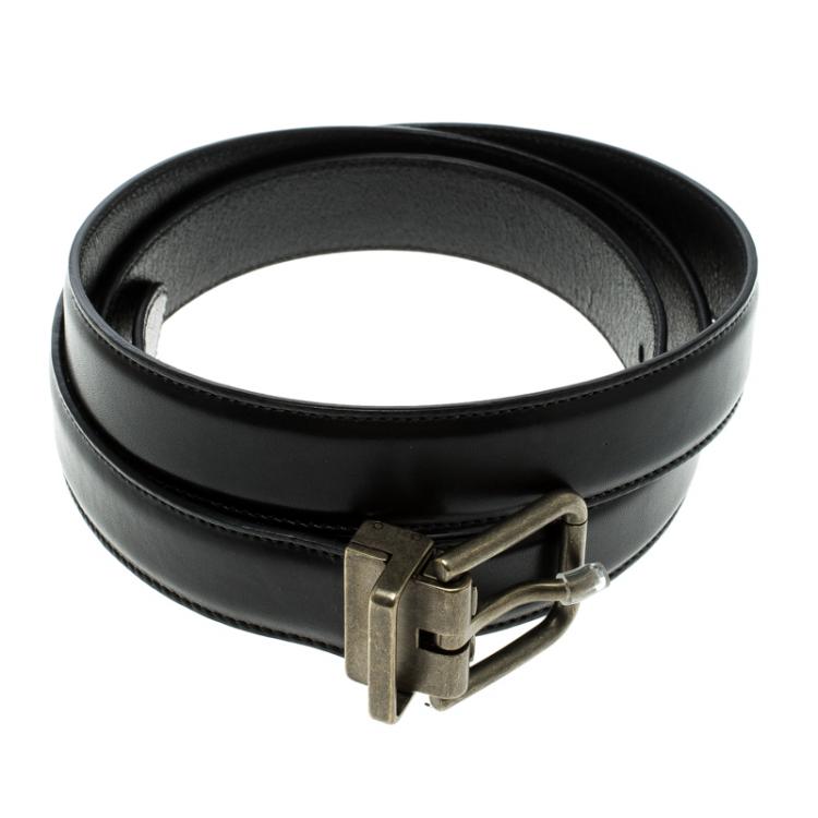 Pre Owned Dolce and Gabbana Black Leather Belt 115cm