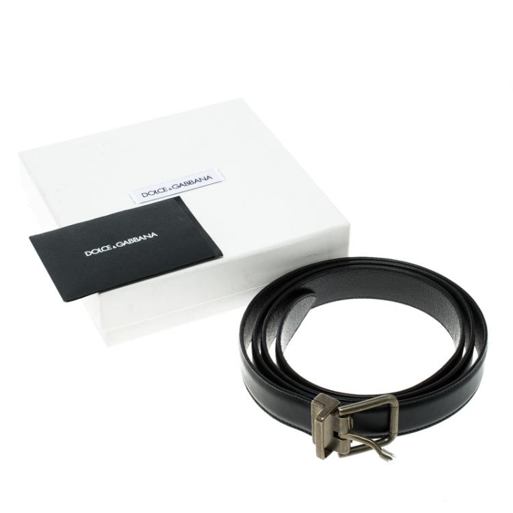 Pre Owned Dolce and Gabbana Black Leather Belt 115cm