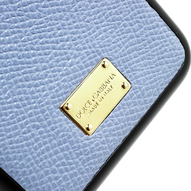 Pre Owned Dolce and Gabbana Blue Dauphine Leather Iphone 7 Case