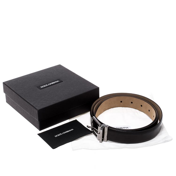 Pre Owned Dolce and Gabbana Dark Brown Leather Belt 115cm