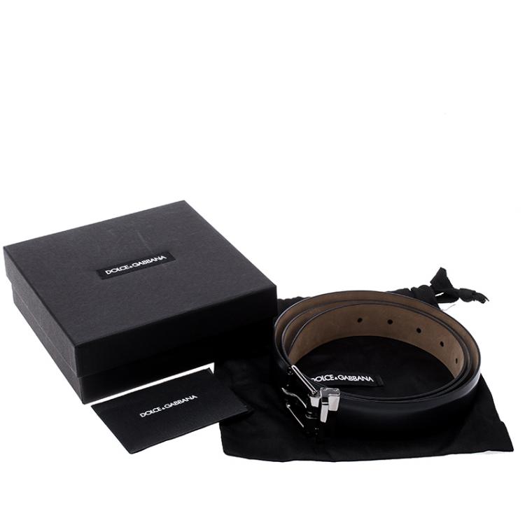 Pre Owned Dolce and Gabbana Dark Grey Leather Belt 115cm
