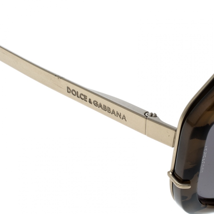 Pre Owned Dolce and Gabbana Green Camo/Bronze Mirror DG 2167 Aviator Sunglasses