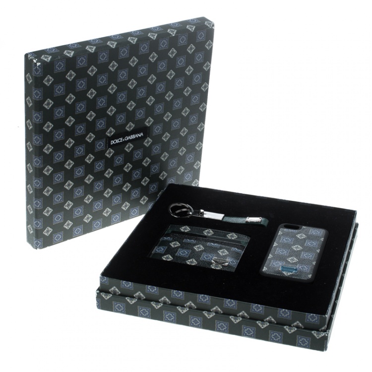 Pre Owned Dolce and Gabbana Green Gift Box Set (Card Holder, iPhone 5 Case and Key Holder)