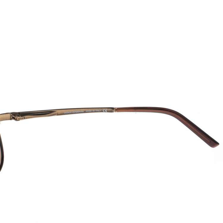Pre Owned Dolce and Gabbana Bronze/Brown DG2009 Aviator Sunglasses