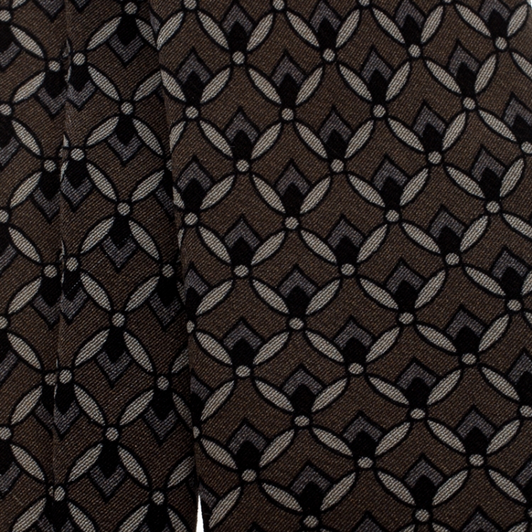 Pre Owned Dolce and Gabbana Brown Printed Silk Crepe Super Skinny Tie