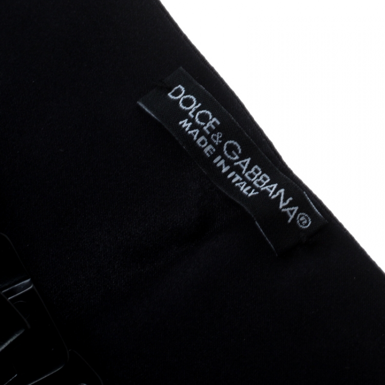 Pre Owned Dolce and Gabbana Black Silk Satin Pleated Cummerbund Size 50