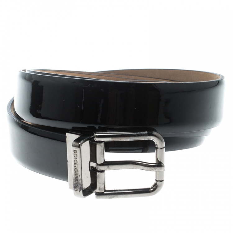 Pre Owned Dolce & Gabbana Black Patent Leather Belt 110cm