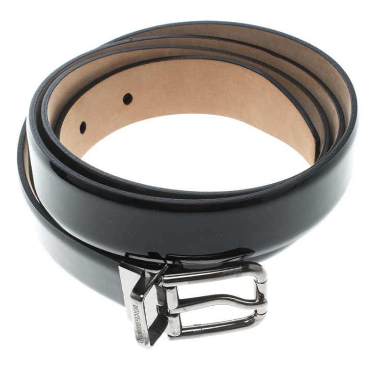 Pre Owned Dolce & Gabbana Black Patent Leather Belt 110cm
