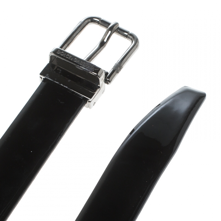 Pre Owned Dolce & Gabbana Black Patent Leather Belt 110cm