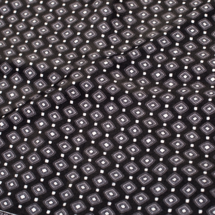 Pre Owned Dolce and Gabbana Monochrome Diamond Printed Silk Pocket Square