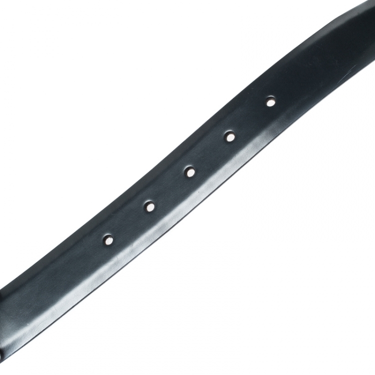 Pre Owned Dolce and Gabbana Navy Blue Leather Buckle Belt 115CM
