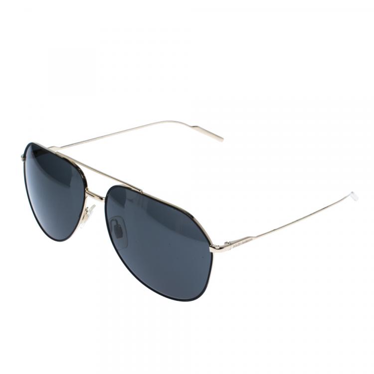 Pre Owned Dolce & Gabbana Grey/Pale Gold DG2166 Sunglasses