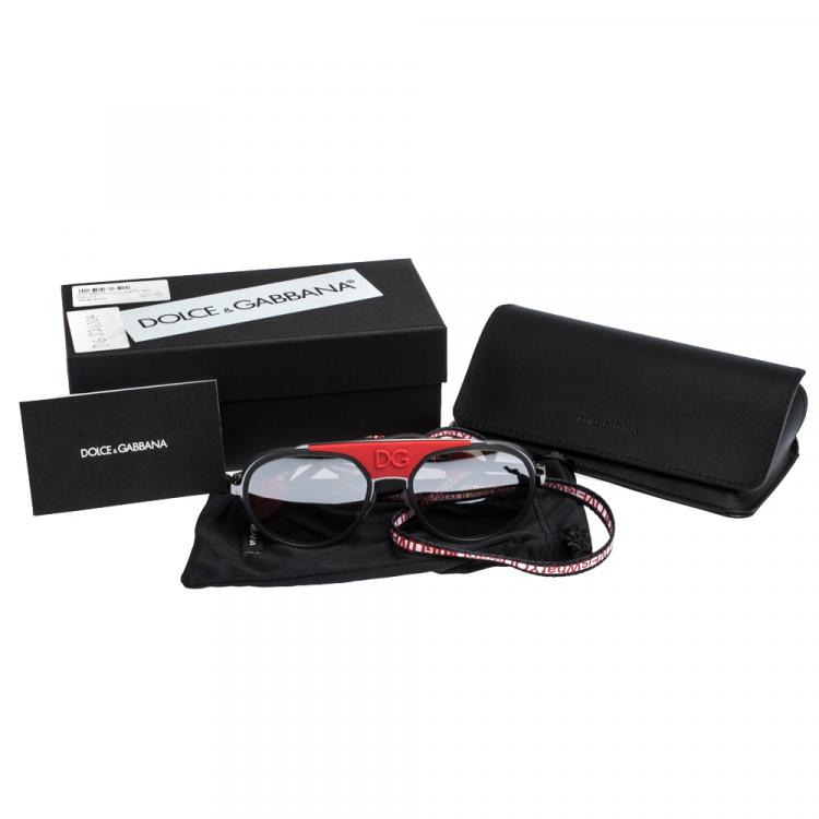 Pre Owned Dolce & Gabbana Gunmetal/Mirrored Silver DG2210 Madison DG Cup Collection Sunglasses