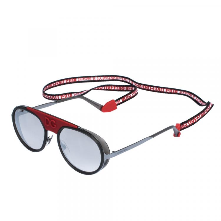 Pre Owned Dolce & Gabbana Gunmetal/Mirrored Silver DG2210 Madison DG Cup Collection Sunglasses