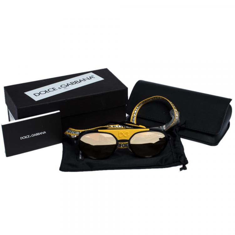 Pre Owned Dolce & Gabbana Mirror Orange/Matte Black DG2210 Madison DG Cup Collection Sunglasses