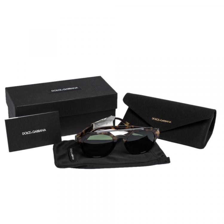 Pre Owned Dolce & Gabbana Havana/Green DG4313F Sunglasses