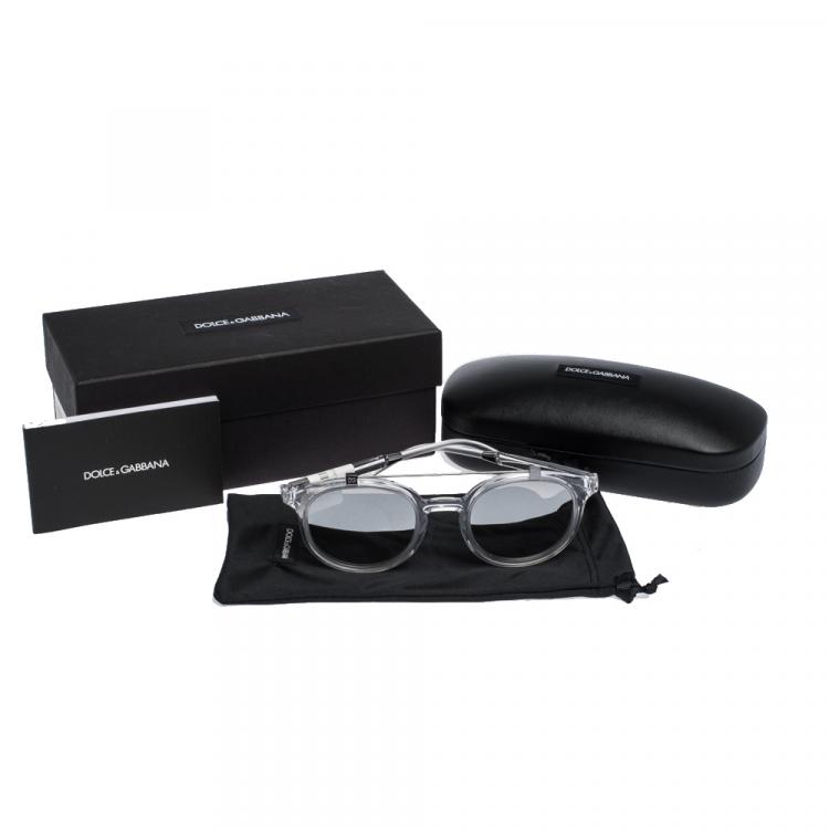 Pre Owned Dolce & Gabbana Light Grey/Mirrored Silver DG6116 Sunglasses