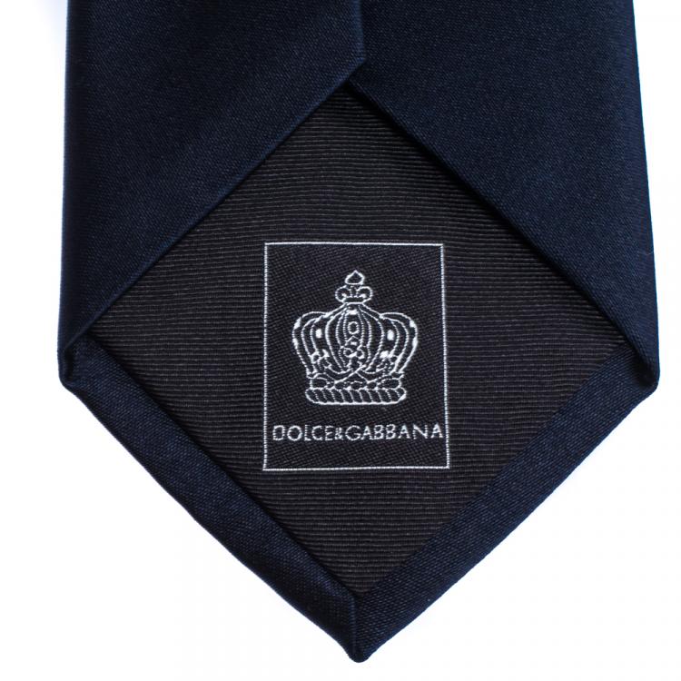 Pre Owned Dolce & Gabbana Midnight Blue Silk Satin Tie