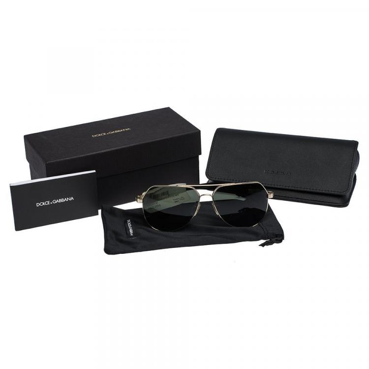Pre Owned Dolce & Gabbana Green Polarized/Pale Gold Sand DG2133K Sunglasses