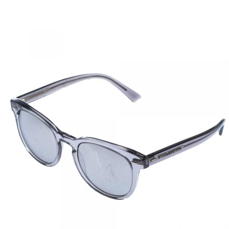 Pre Owned Dolce & Gabbana Light Grey/Mirrored Silver DG4254 Sunglasses