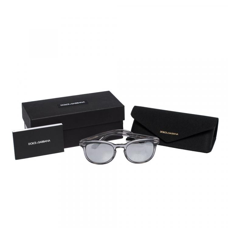 Pre Owned Dolce & Gabbana Light Grey/Mirrored Silver DG4254 Sunglasses
