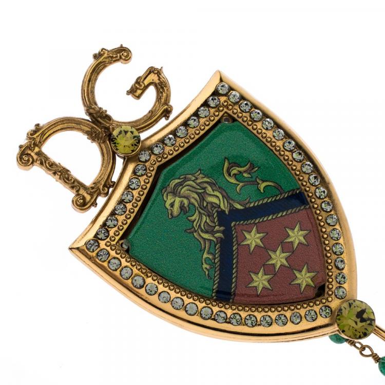 Pre Owned Dolce & Gabbana DG Logo Gold Tone Lapel Pin Brooch