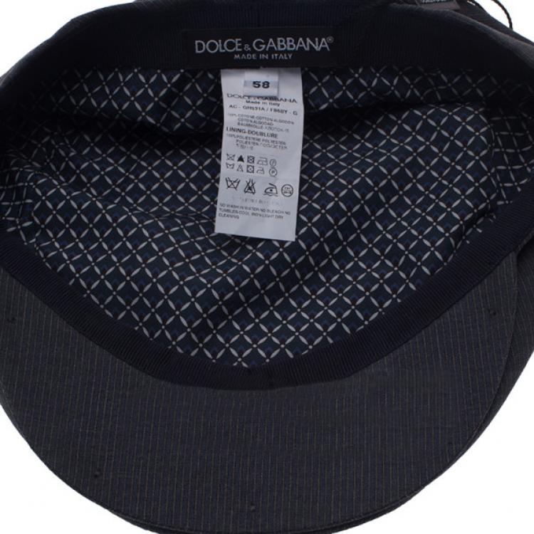 Pre Owned Dolce and Gabbana Grey Striped Cap Size 58