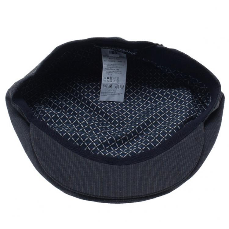 Pre Owned Dolce and Gabbana Grey Striped Cap Size 58