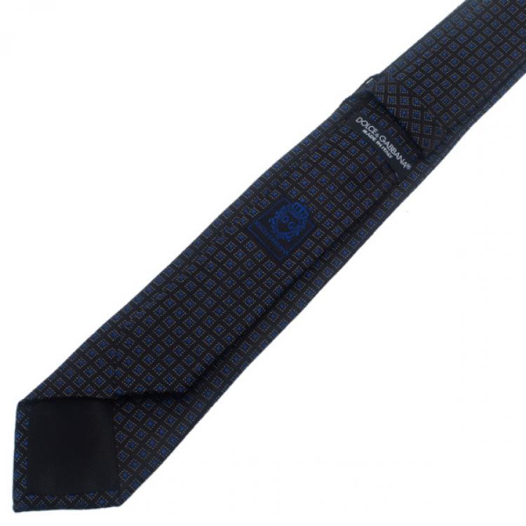 Pre Owned Dolce and Gabbana Black Printed Silk Tie