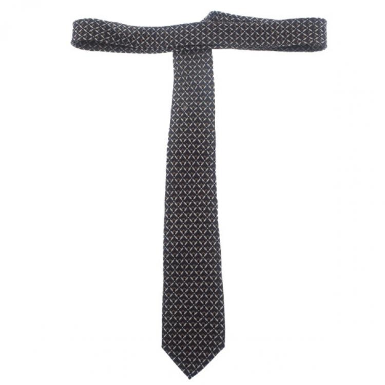 مملوكة مسبقًا Dolce and Gabbana Grey Printed Silk Tie