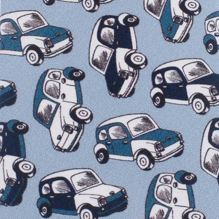Pre Owned Dolce and Gabbana Light Blue Car Printed Tie