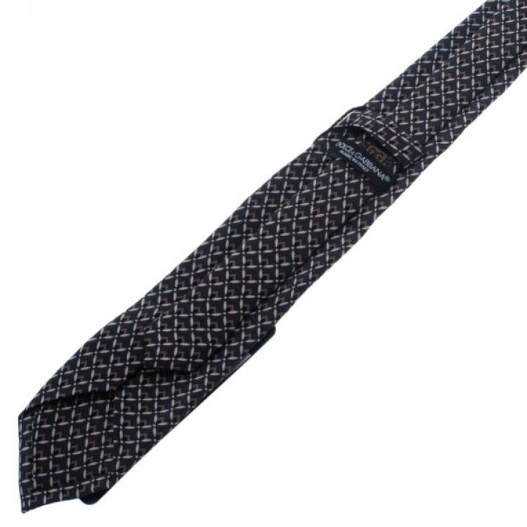 Pre Owned Dolce and Gabbana Grey Printed Tie