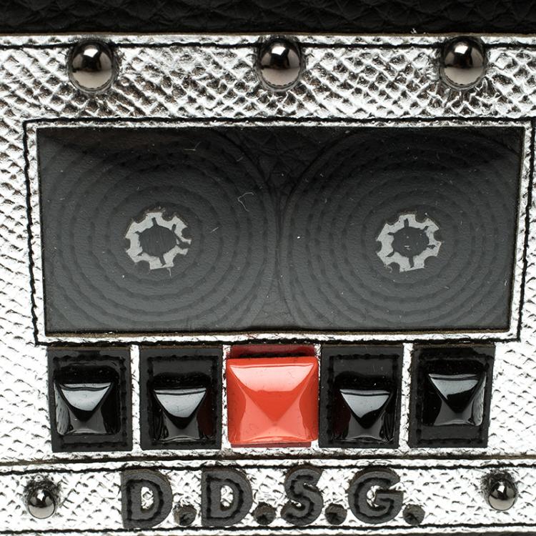 Pre Owned Dolce and Gabbana Black Leather Bottalato Radio 6 CC Bifold Wallet