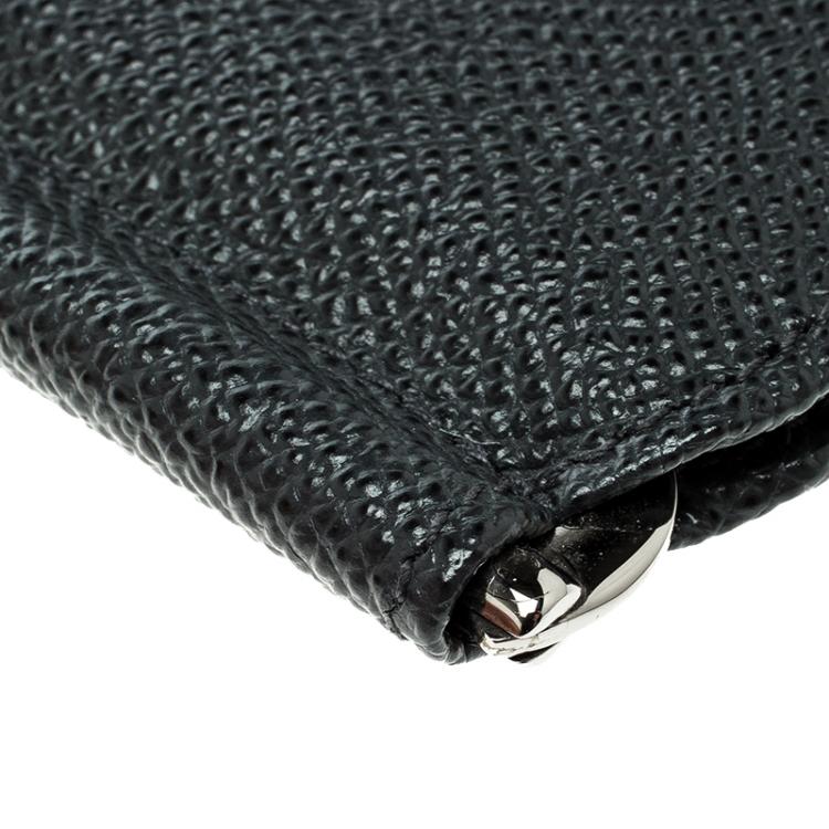 Pre Owned Dolce and Gabbana Dark Grey Leather Money Clip Bifold Card Holder