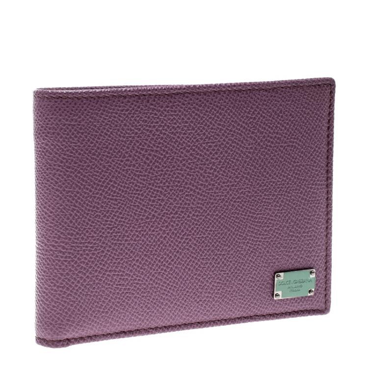 Pre Owned Dolce and Gabbana Lilac Leather Bifold Wallet 
