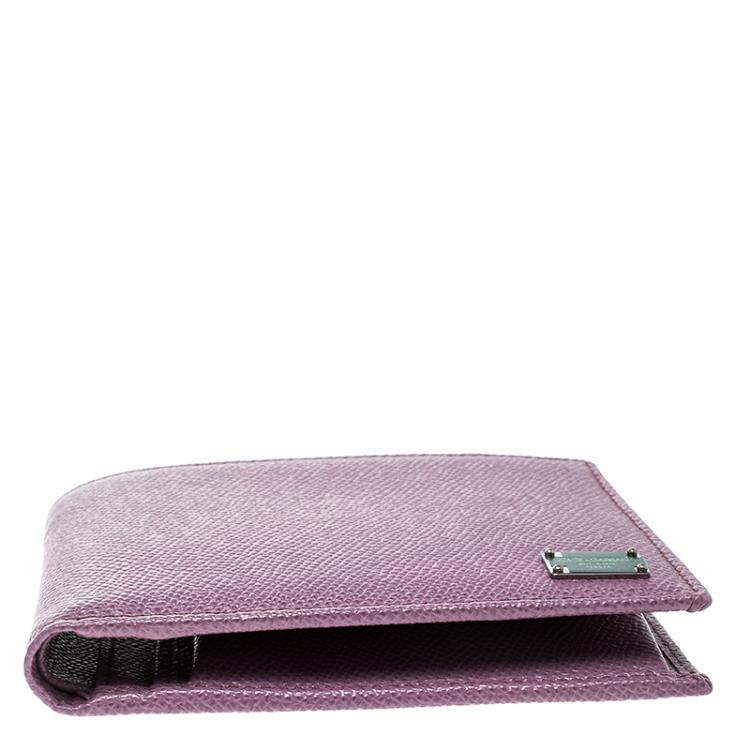 Pre Owned Dolce and Gabbana Lilac Leather Bifold Wallet 