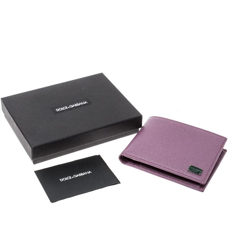 Pre Owned Dolce and Gabbana Lilac Leather Bifold Wallet 