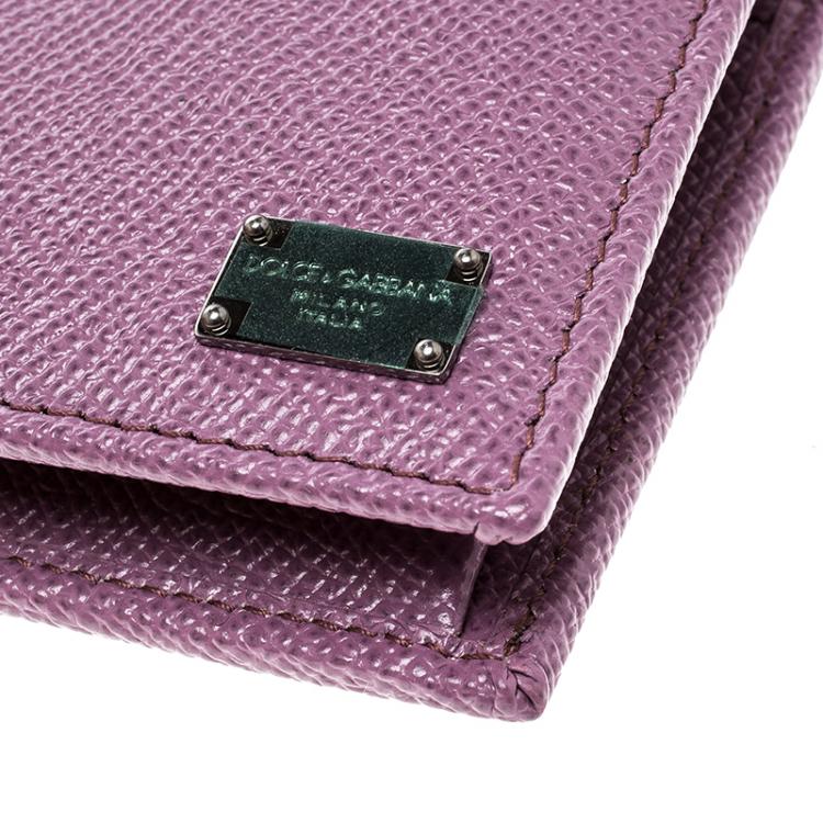 Pre Owned Dolce and Gabbana Lilac Leather Bifold Wallet 