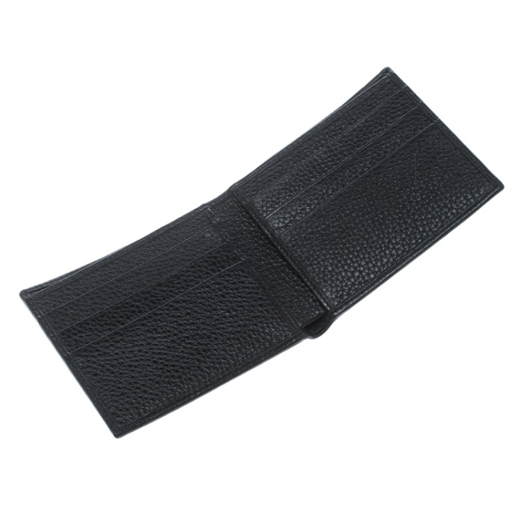 Pre Owned Dolce and Gabbana Black Leather Bottalato Radio 6 CC Bifold Wallet