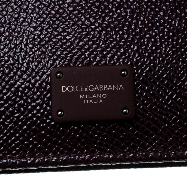 Pre Owned Dolce & Gabbana Burgundy Leather Bifold Wallet