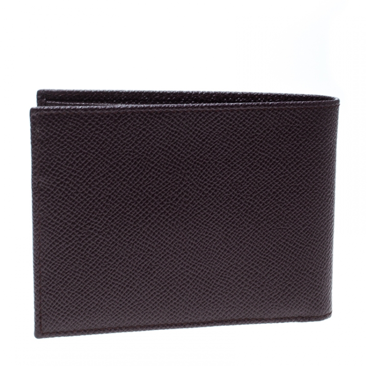 Pre Owned Dolce & Gabbana Burgundy Leather Bifold Wallet